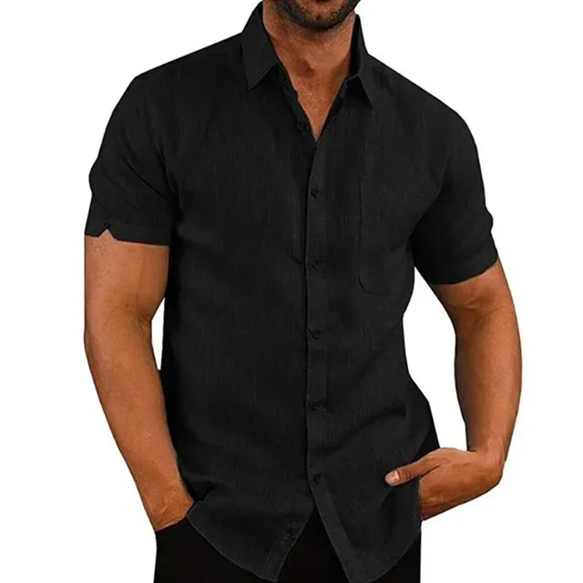 Camisas de lino y algodón para hombre, camisas informales de manga c